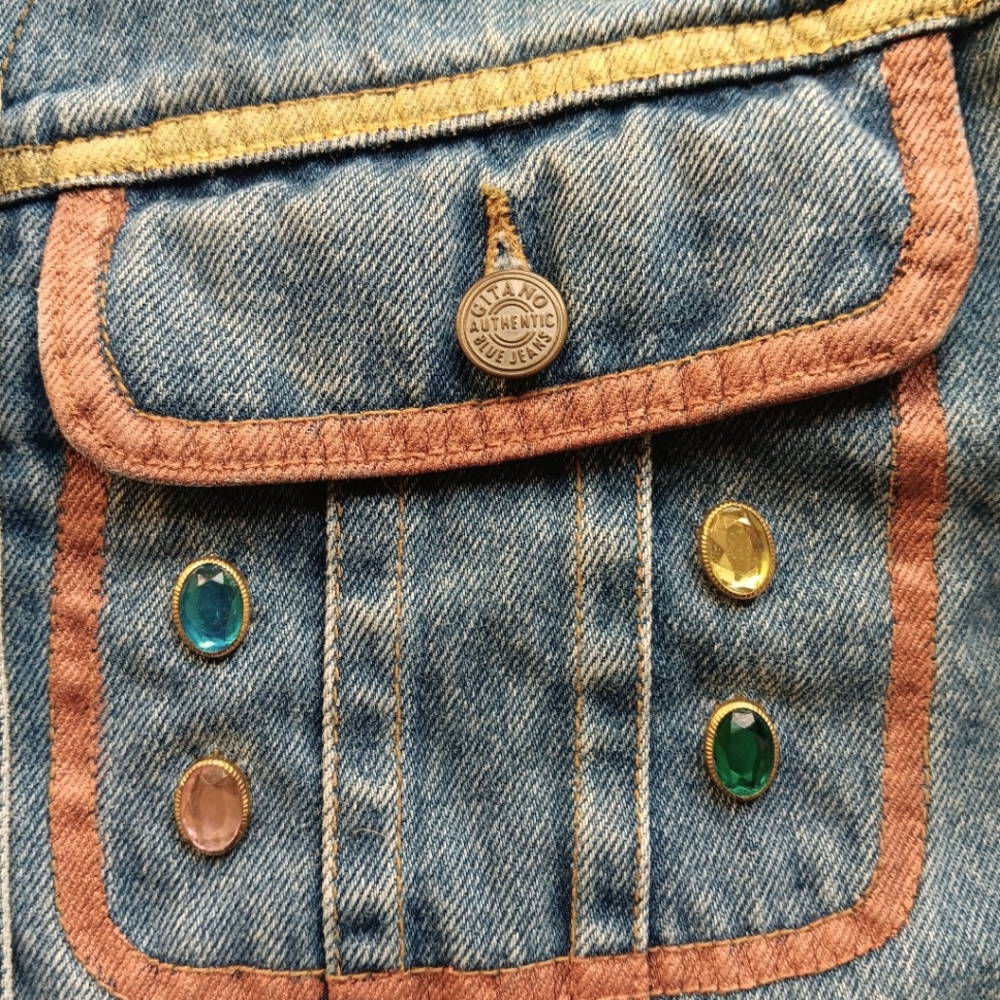 EUC Vintage Gitano Country Styled Embellished Denim Vest Size Large - Picture 6 of 10